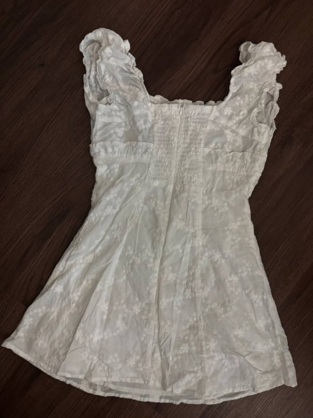 White Embroidered Mini Dress - Picture 3 of 4